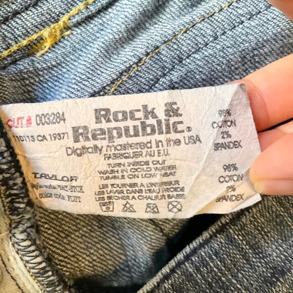 Rock & Republic Men Jeans size 32 Blue Mid Rise Stretch Slim Fit Boot Cut - Picture 10 of 12